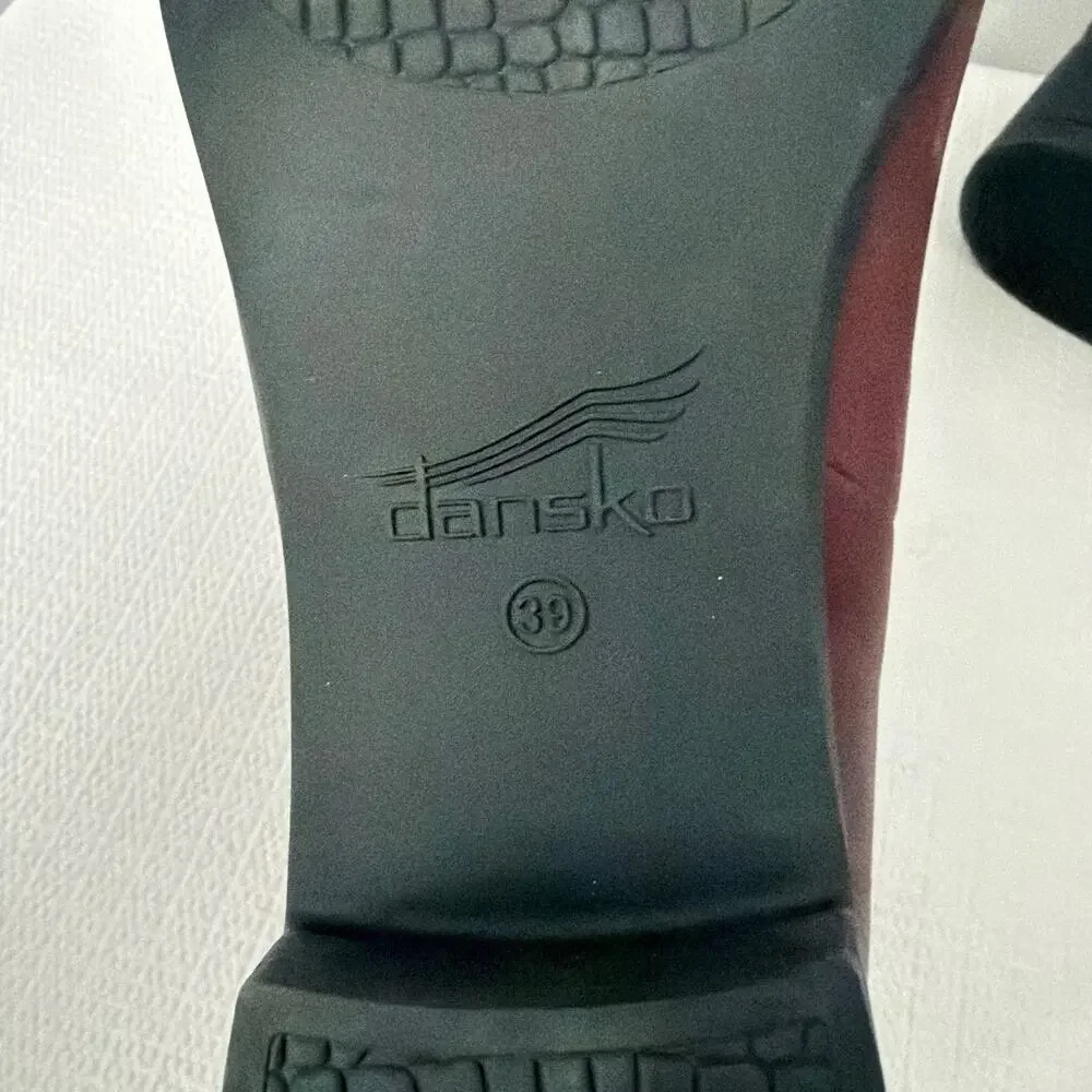 Dansko Shoes Womens Size 9 Camdyn Wine Red Leather Slip On Block Heels 39